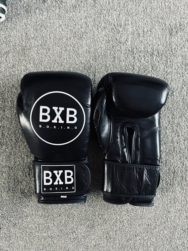 BXB REAL LEATHER BOXING GLOVES - BLACK