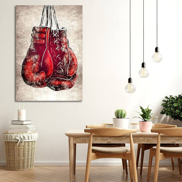 Vintage Red Boxing Gloves Canvas Poster